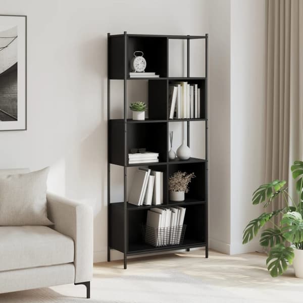 vidaXL Bokhylla svart 72x28x172 cm konstruerat trä