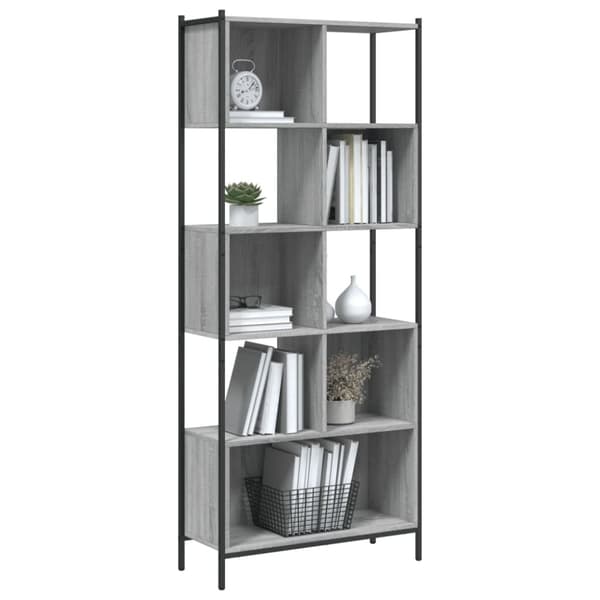 vidaXL bogreol 72x28x172 cm konstrueret træ grå sonoma-eg