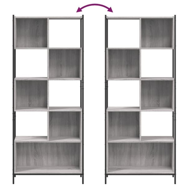 vidaXL bogreol 72x28x172 cm konstrueret træ grå sonoma-eg