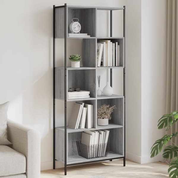 vidaXL bogreol 72x28x172 cm konstrueret træ grå sonoma-eg