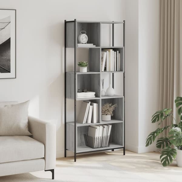 vidaXL bogreol 72x28x172 cm konstrueret træ grå sonoma-eg