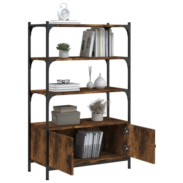 vidaXL bogreol med 3 hylder 70x30x109,5 cm konstrueret træ røget eg
