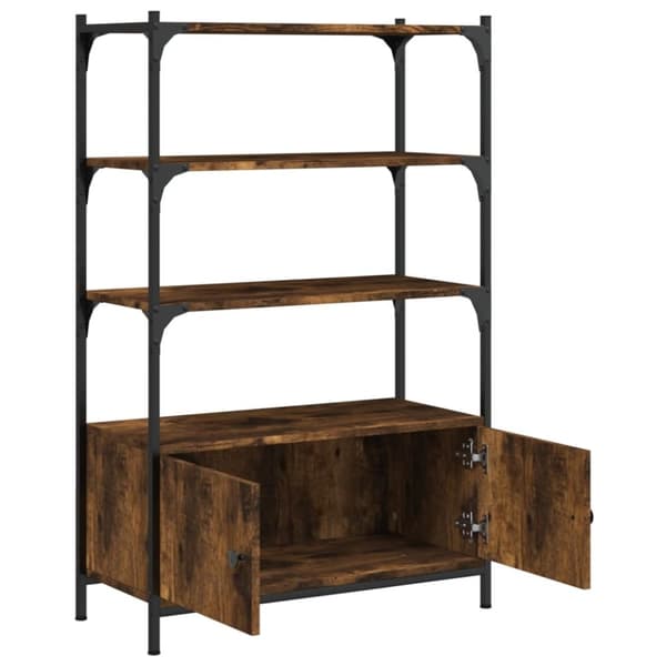 vidaXL bogreol med 3 hylder 70x30x109,5 cm konstrueret træ røget eg