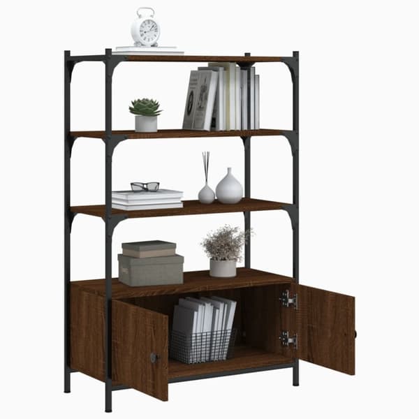 vidaXL bogreol med 3 hylder 70x30x109,5 cm konstrueret træ brun eg