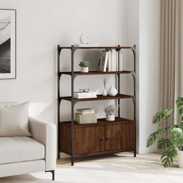 vidaXL bogreol med 3 hylder 70x30x109,5 cm konstrueret træ brun eg