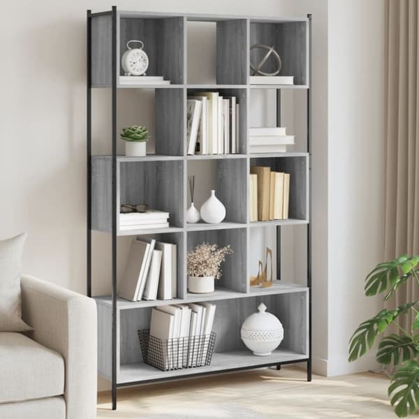 vidaXL bogreol 102x28x172 cm konstrueret træ grå sonoma-eg