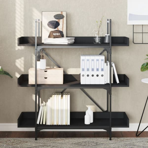 vidaXL bogreol med 3 hylder 100x33x108,5 cm konstrueret træ sort