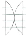 Miniatyrbild 5 av 7: Bokhylla med 4 Hyllplan Silver Metall med Glashyllor Förvaringslösning i Glamourstil Sovrum Vardagsrum