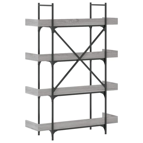 vidaXL bogreol 100x33x145,5 cm 4 hylder konstrueret træ grå sonoma-eg