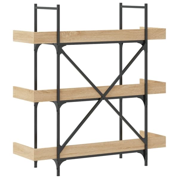 vidaXL bogreol med 3 hylder 100x33x108,5 cm konstrueret træ sonoma-eg