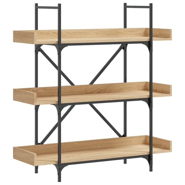 vidaXL bogreol med 3 hylder 100x33x108,5 cm konstrueret træ sonoma-eg