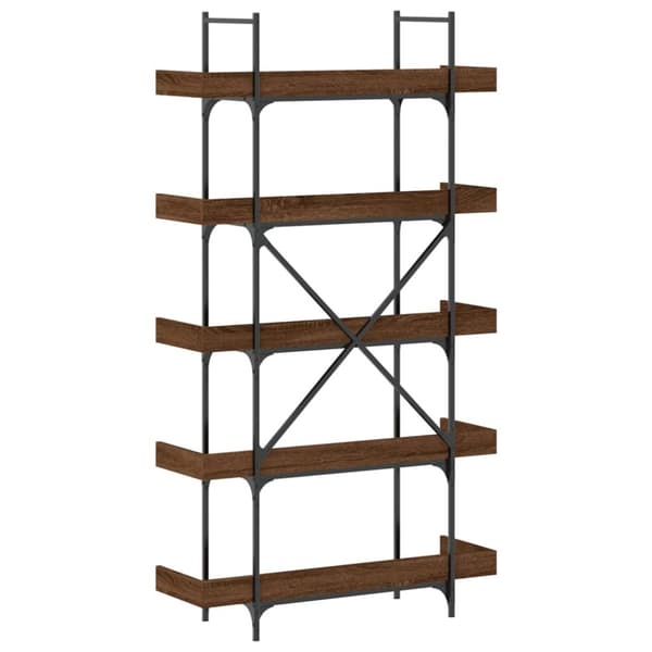 vidaXL bogreol 100x33x180,5 cm 5 hylder konstrueret træ brunt eg