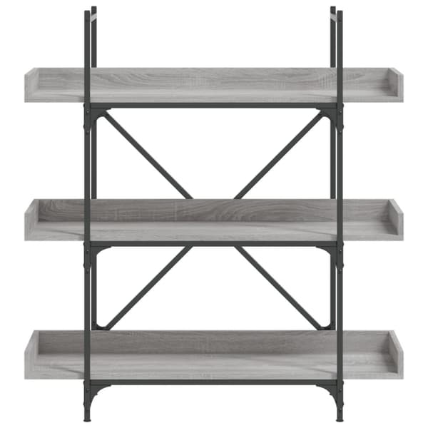 vidaXL bogreol 3 hylder 100x33x108,5 cm konstrueret træ grå sonoma-eg