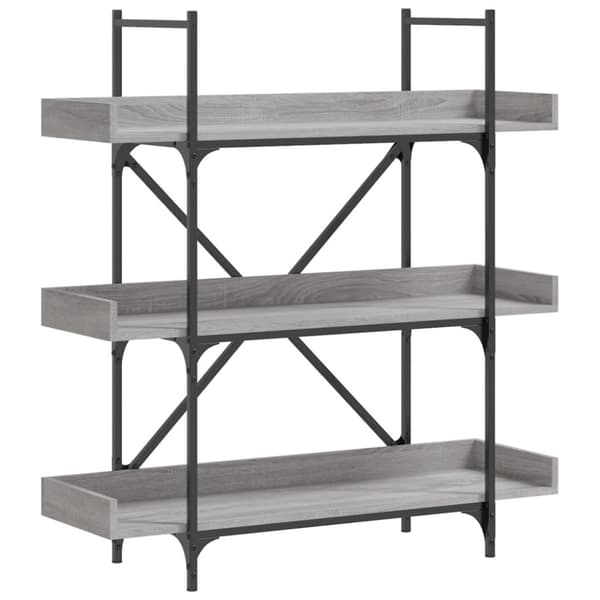 vidaXL bogreol 3 hylder 100x33x108,5 cm konstrueret træ grå sonoma-eg