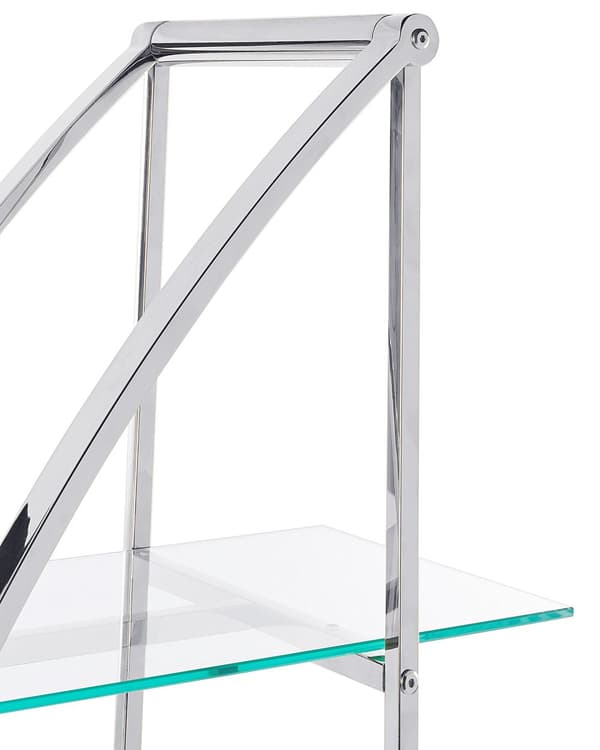 Bogreol sølv klar 175 cm rustfrit stål hærdet glas 4 hylder glamour