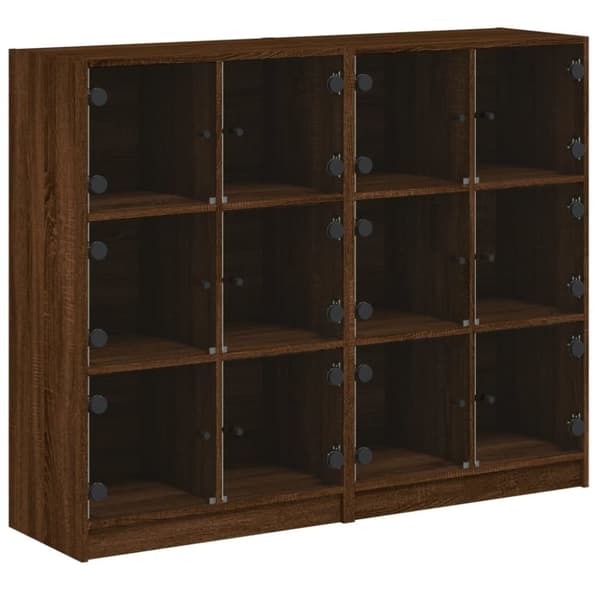 vidaXL bogreol med låger 136x37x109 cm konstrueret træ brunt eg