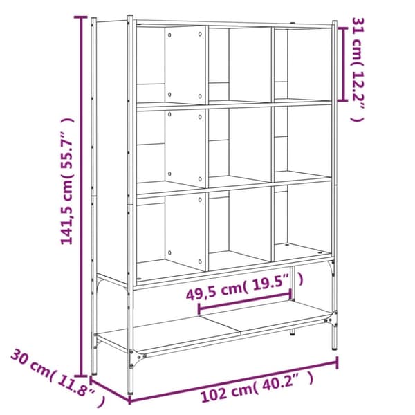 vidaXL bogreol 102x30x141,5 cm konstrueret træ brun egetræsfarve
