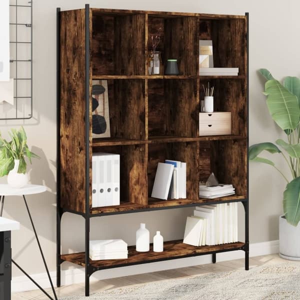 vidaXL bogreol 102x30x141,5 cm konstrueret træ røget egetræsfarve