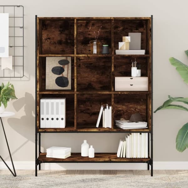 vidaXL bogreol 102x30x141,5 cm konstrueret træ røget egetræsfarve