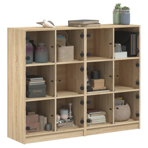 vidaXL Bokhylla med dörrar sonoma-ek 136x37x109 cm konstruerat trä