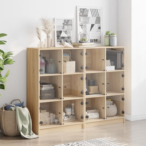vidaXL Bokhylla med dörrar sonoma-ek 136x37x109 cm konstruerat trä
