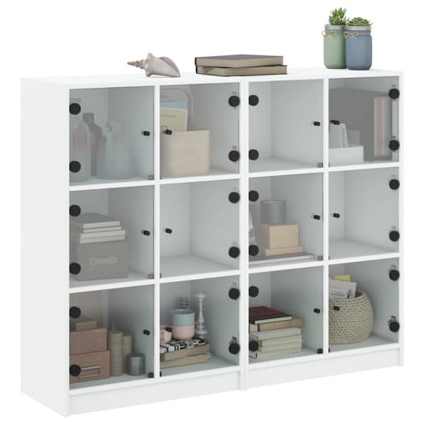 vidaXL bogreol med låger 136x37x109 cm konstrueret træ hvid