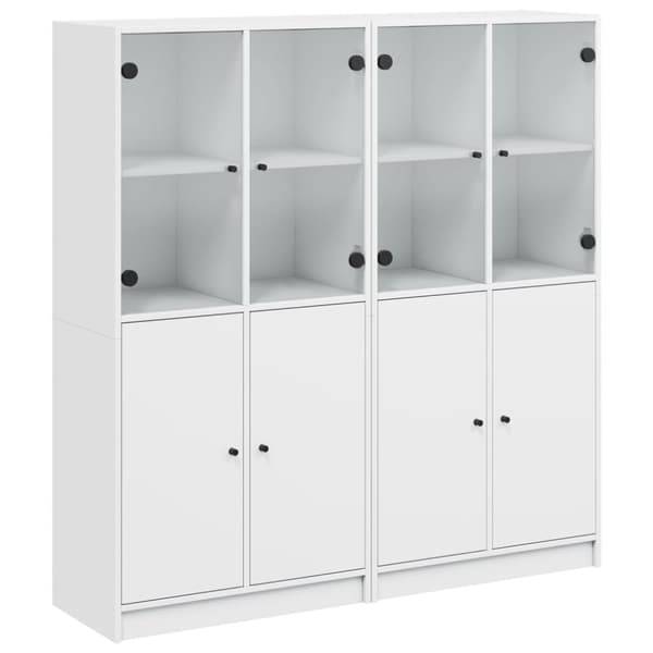 vidaXL bogreol med låger 136x37x142 cm konstrueret træ hvid