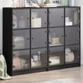 Miniatyrbillede 11 af 11: vidaXL bogreol med låger 136x37x109 cm konstrueret træ sort