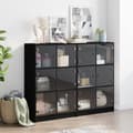Miniatyrbillede 2 af 11: vidaXL bogreol med låger 136x37x109 cm konstrueret træ sort