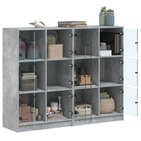 vidaXL bogreol med låger 136x37x109 cm konstrueret træ betongrå