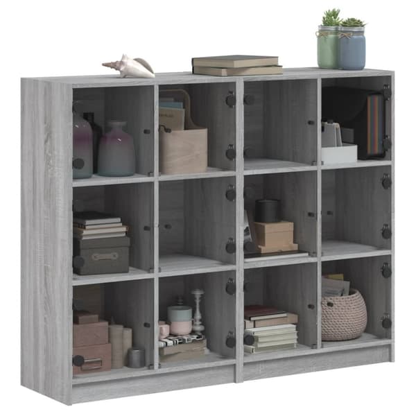 vidaXL bogreol med låger 136x37x109 cm konstrueret træ grå sonoma