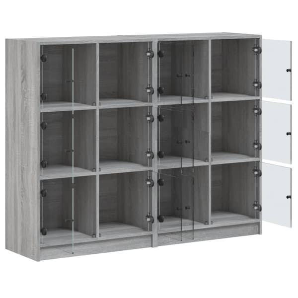 vidaXL bogreol med låger 136x37x109 cm konstrueret træ grå sonoma