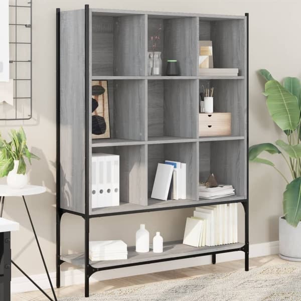 vidaXL bogreol 102x30x141,5 cm konstrueret træ grå sonoma-eg