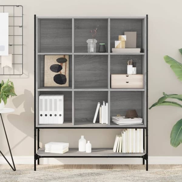 vidaXL bogreol 102x30x141,5 cm konstrueret træ grå sonoma-eg