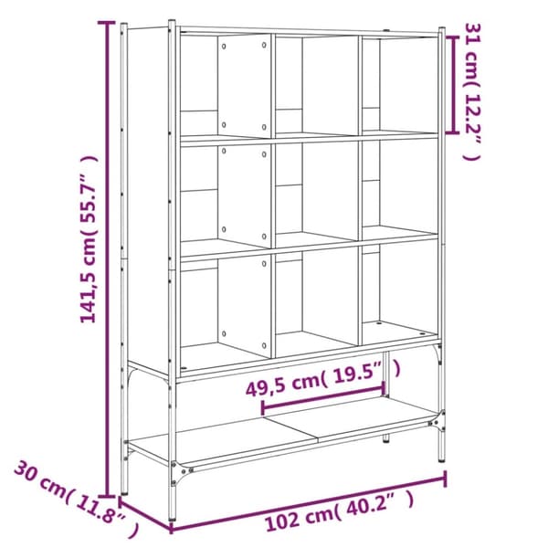 vidaXL bogreol 102x30x141,5 cm konstrueret træ sonoma-eg