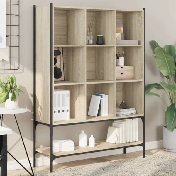 vidaXL bogreol 102x30x141,5 cm konstrueret træ sonoma-eg