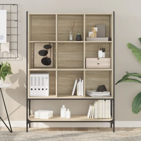 vidaXL bogreol 102x30x141,5 cm konstrueret træ sonoma-eg