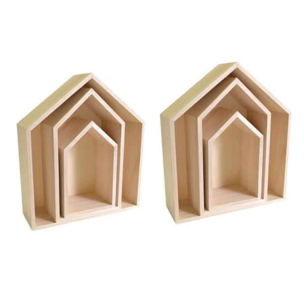 Hyllor - ARTEMIO - Set med 3 trähushyllor - Modernt - Design - Vit