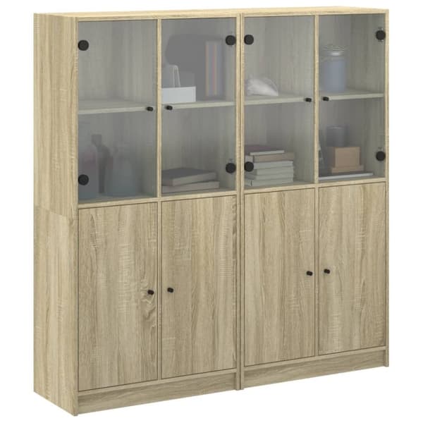vidaXL bogreol med låger 136x37x142 cm konstrueret træ sonoma-eg