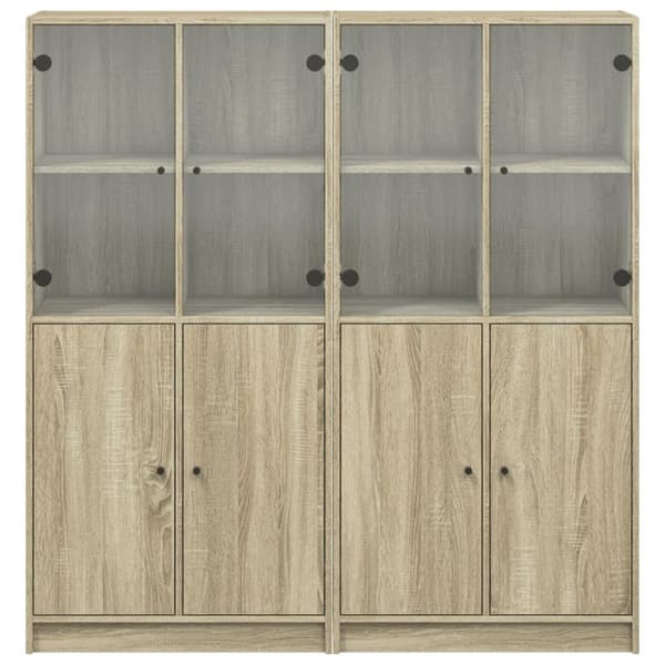 vidaXL bogreol med låger 136x37x142 cm konstrueret træ sonoma-eg