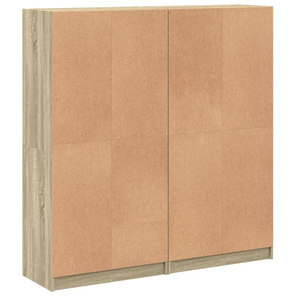 vidaXL bogreol med låger 136x37x142 cm konstrueret træ sonoma-eg