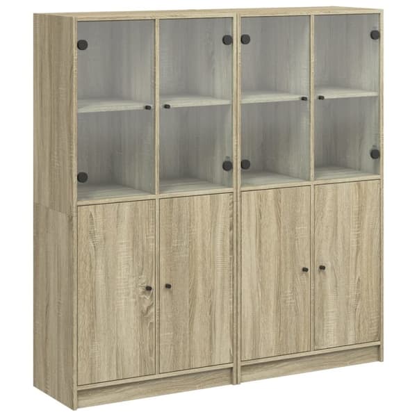 vidaXL bogreol med låger 136x37x142 cm konstrueret træ sonoma-eg