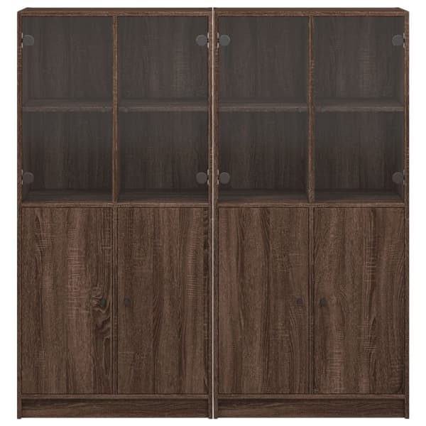 vidaXL bogreol med låger 136x37x142 cm konstrueret træ brunt eg