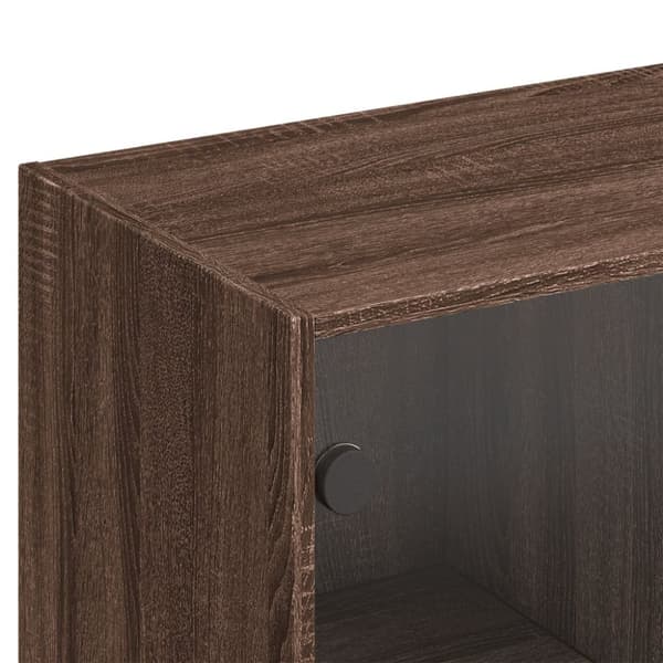 vidaXL bogreol med låger 136x37x142 cm konstrueret træ brunt eg