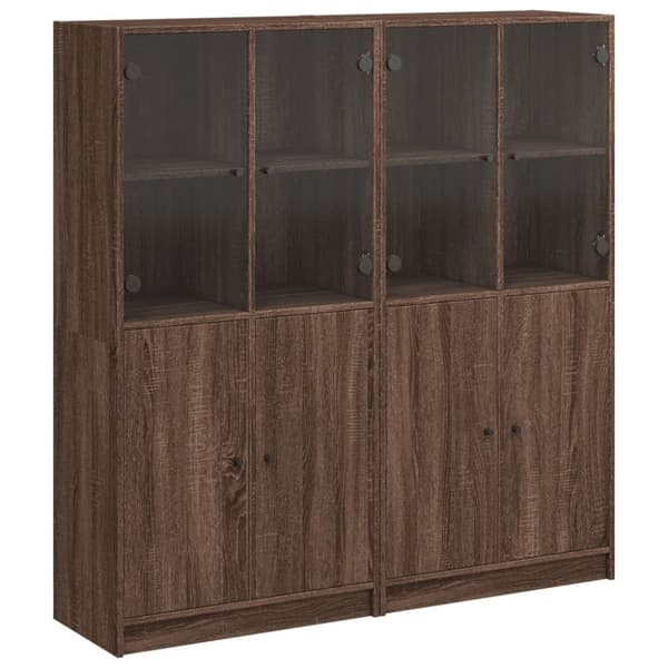 vidaXL bogreol med låger 136x37x142 cm konstrueret træ brunt eg