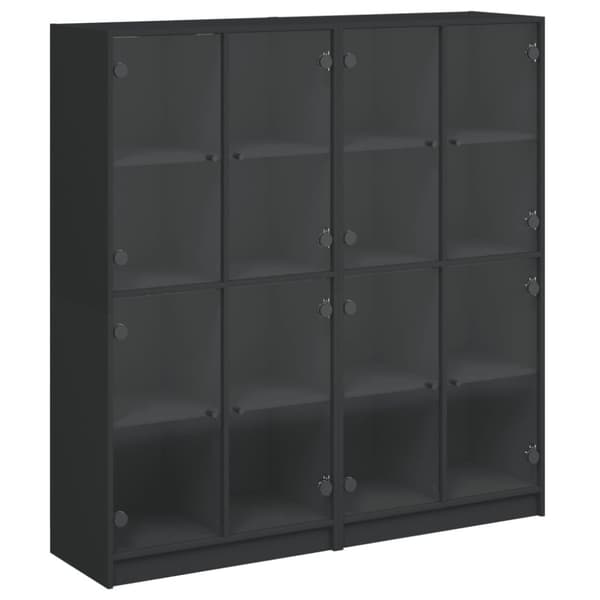 vidaXL bogreol med låger 136x37x142 cm konstrueret træ sort