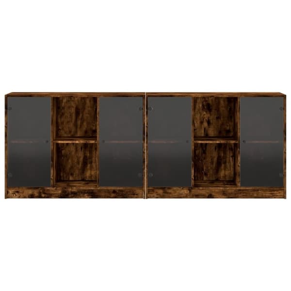 vidaXL bogreol med låger 204x37x75 cm konstrueret træ røget egetræ