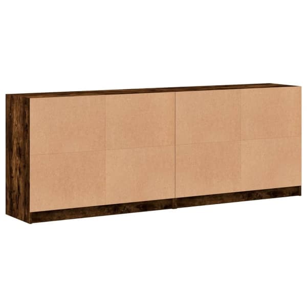 vidaXL bogreol med låger 204x37x75 cm konstrueret træ røget egetræ
