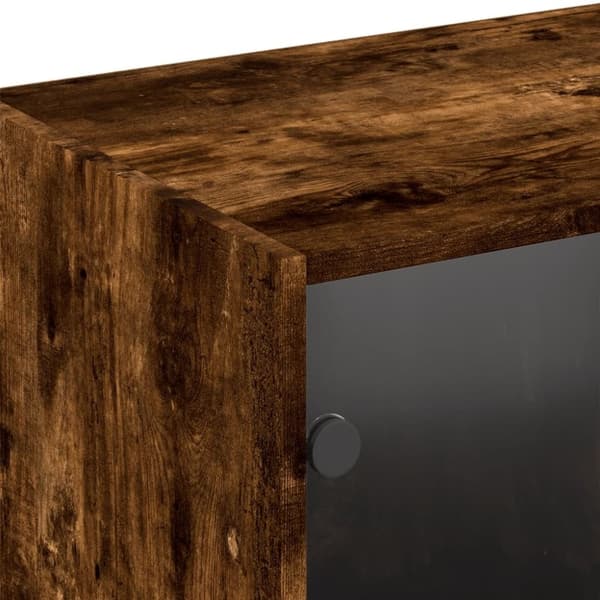 vidaXL bogreol med låger 204x37x75 cm konstrueret træ røget egetræ