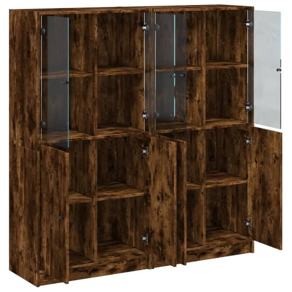 vidaXL bogreol med låger 136x37x142 cm konstrueret træ røget egetræ
